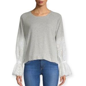 NWT, Generation Love Penelope Embroidered Top, Heather Gray, Size S